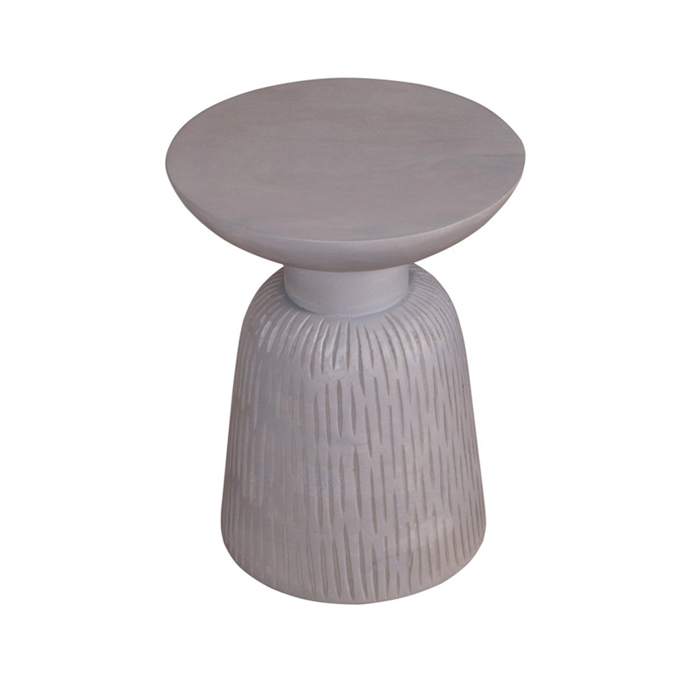 Round End Table Gray Finish