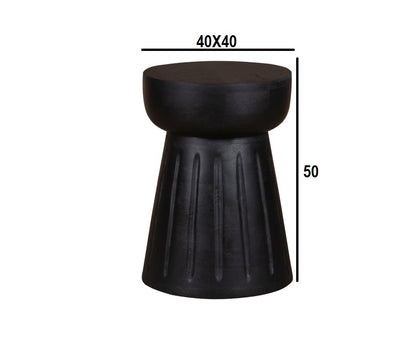 Round End Table Black Finish