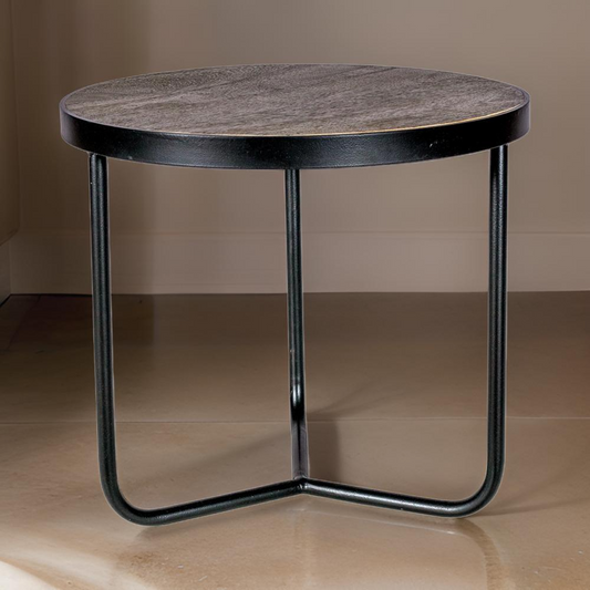 Industrial Center Table With Sleek Round Top