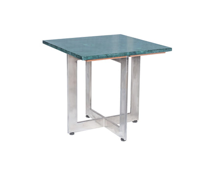 Handcrafted Metal Frame Coffee Table With Top Green Marble