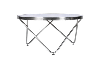 Handcrafted Metal Frame Coffee Table with Top White Marble