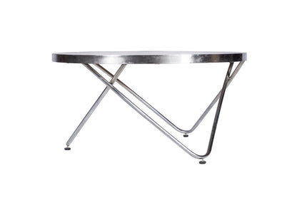 Handcrafted Metal Frame Coffee Table with Top White Marble