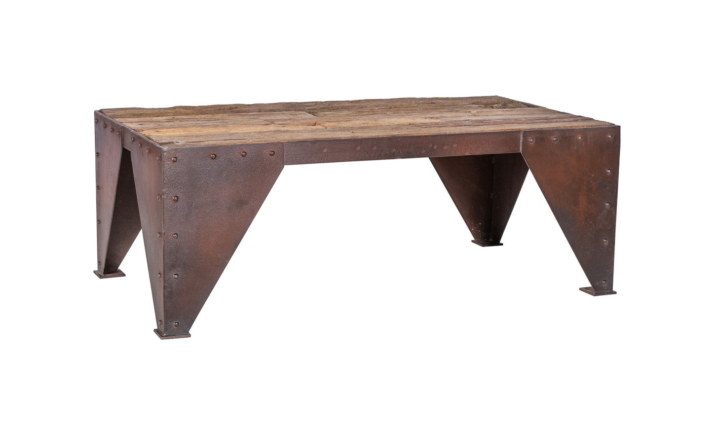 Reclaimed Wood Furniture Rectangle Hardwood Metal Coffee Table