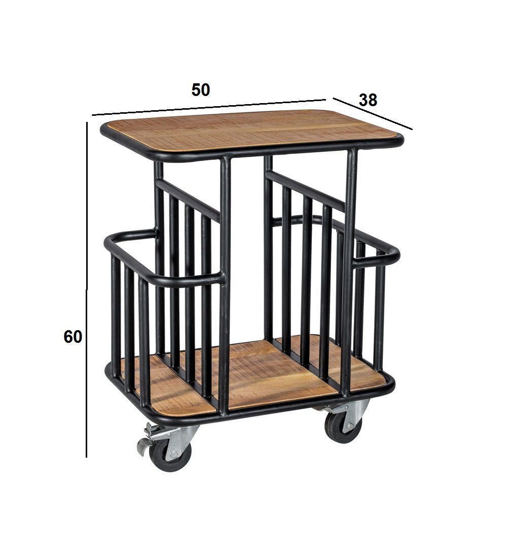 Indian Hub Serving Trolley Industrial Design Wood