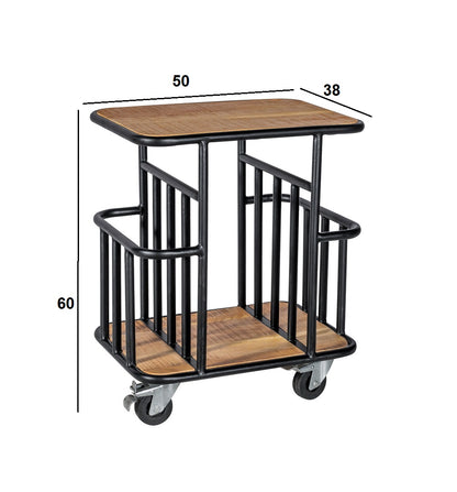 Indian Hub Serving Trolley Industrial Design Wood