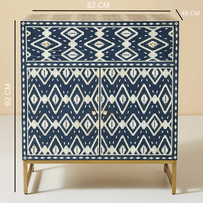 Indigo Diamond Patterned Blue & White Sideboard