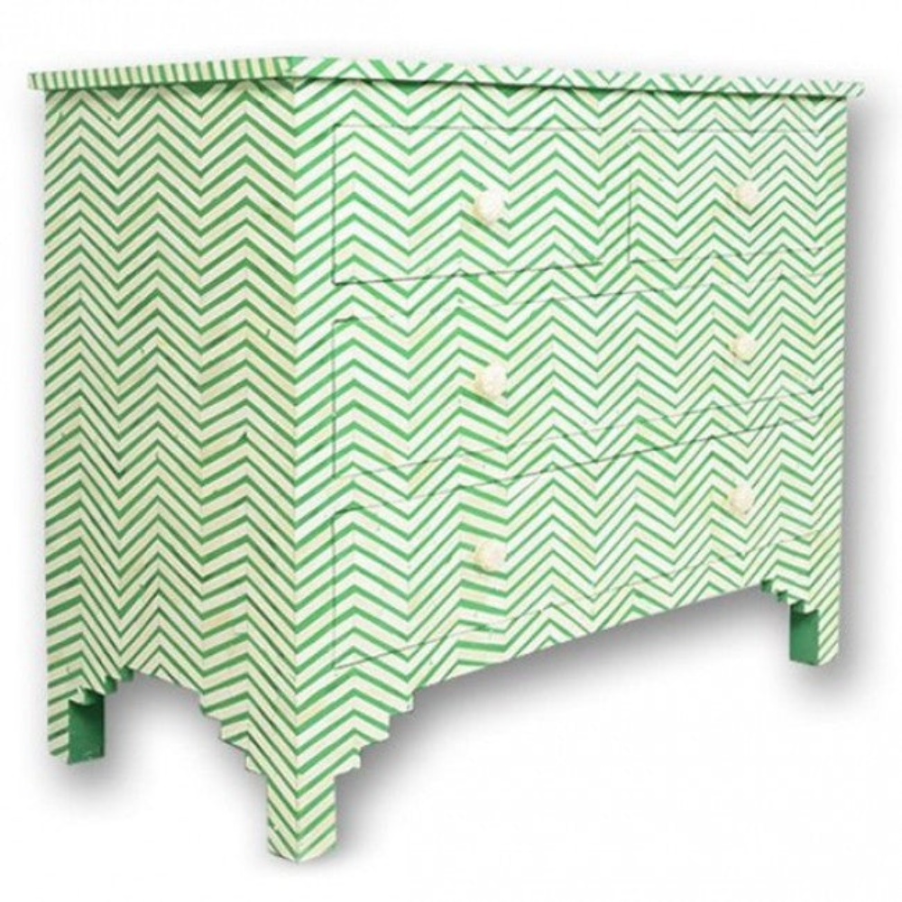 Art Deco Inlay Green Sideboard