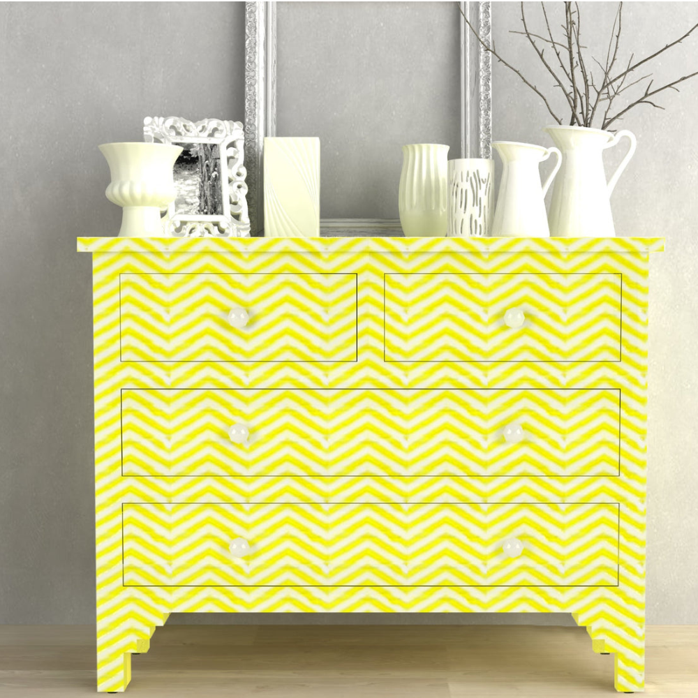 Art Deco Inlay Yellow Sideboard