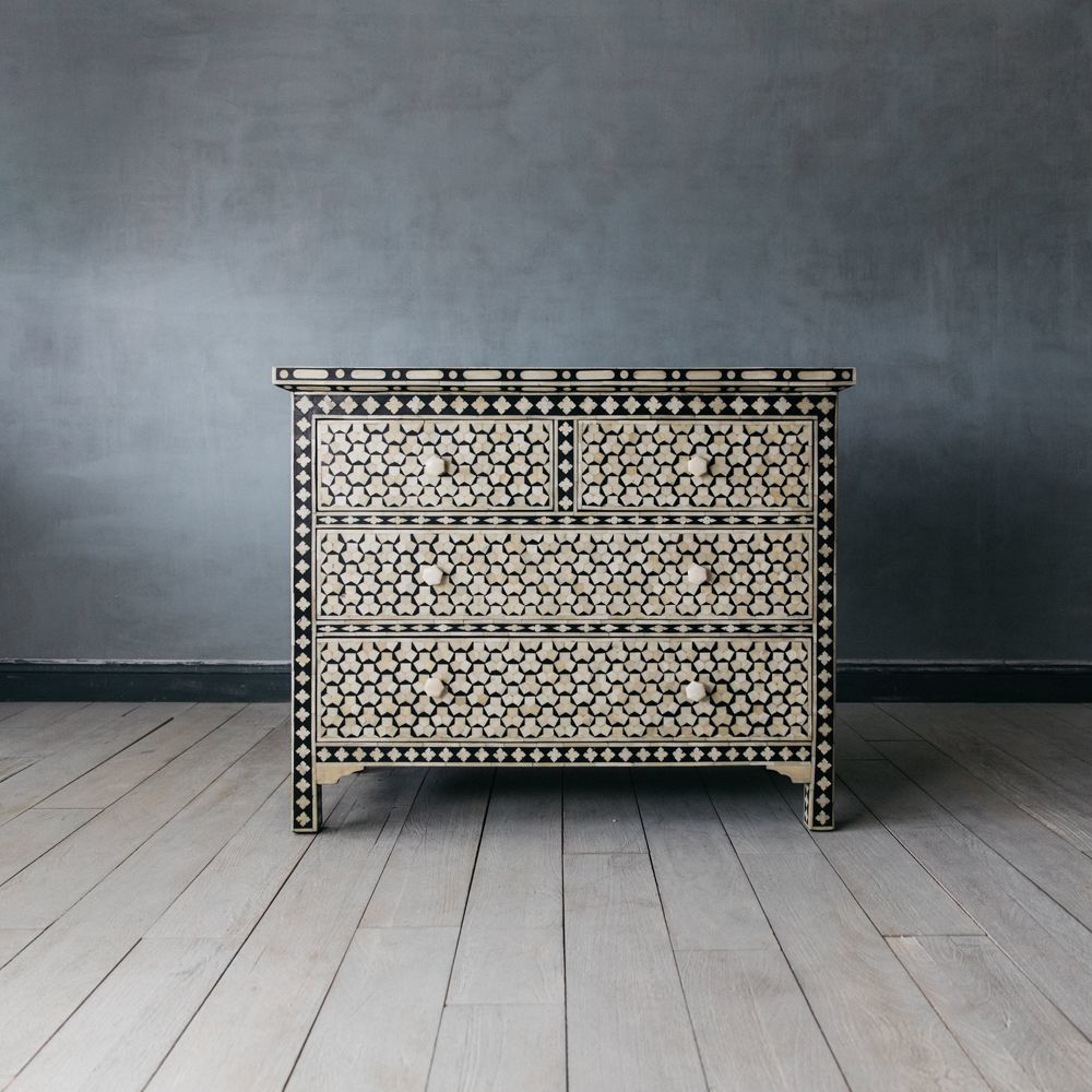 Art Deco Inlay Black & White Sideboard