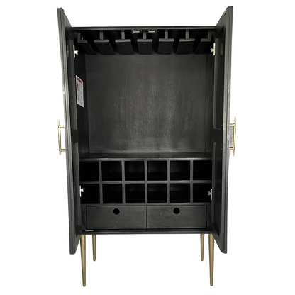 Bohemian Bloom Black Bar Cabinet