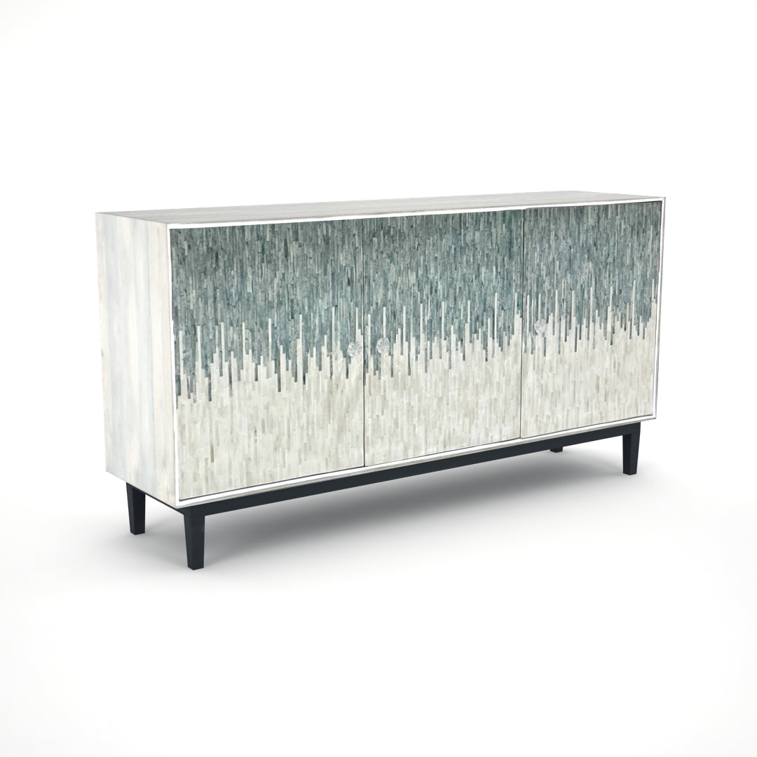 Serene Patterned Green & White Sideboard