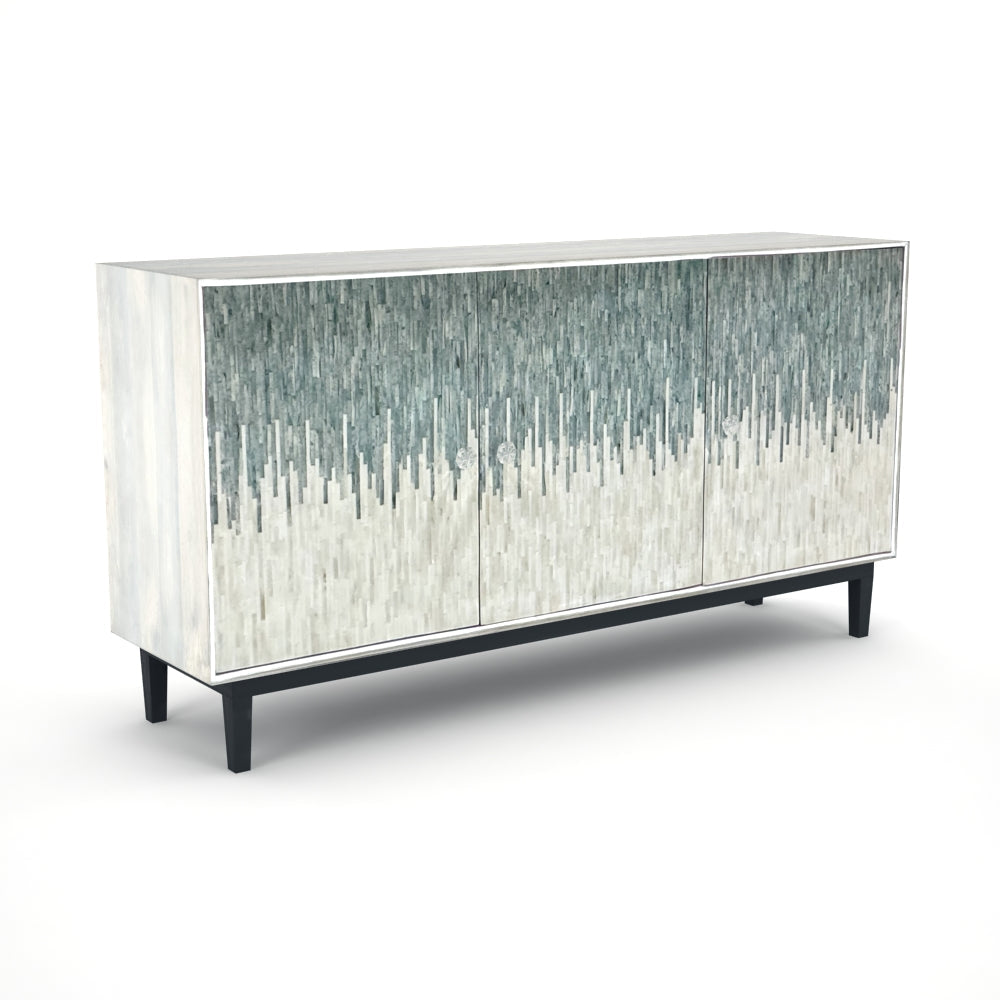 Serene Patterned Green & White Sideboard