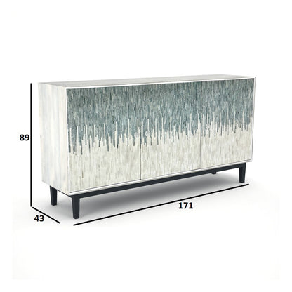 Serene Patterned Green & White Sideboard