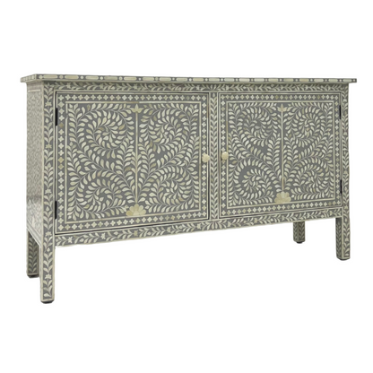 Floral Bone Inlay Dark Grey Sideboard