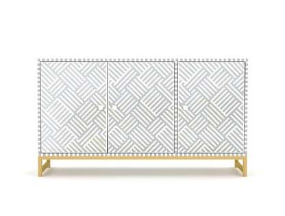 Floral Bone Inlay Light Grey Sideboard