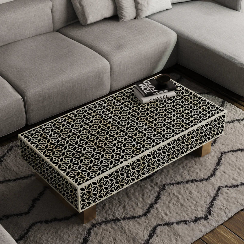 Eternal Bloom Black & White Coffee Table