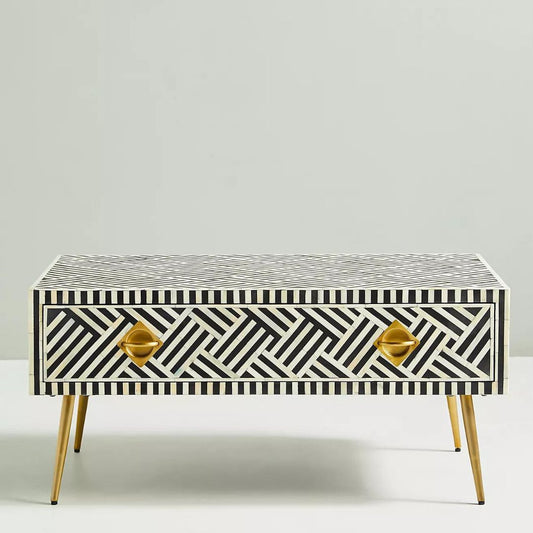 Vintage Charm Black & White Coffee Table