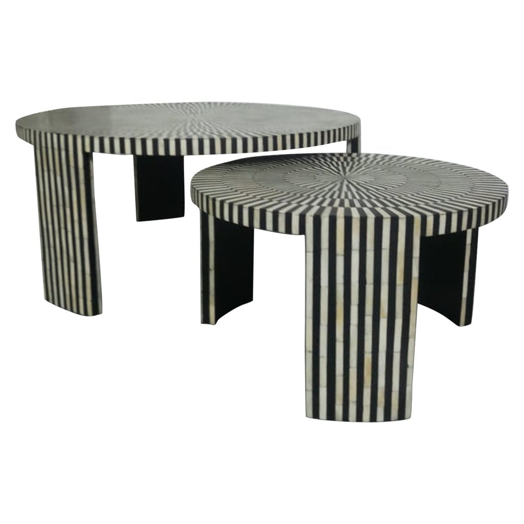 Ivory Mosaic Black Coffee Table S/2