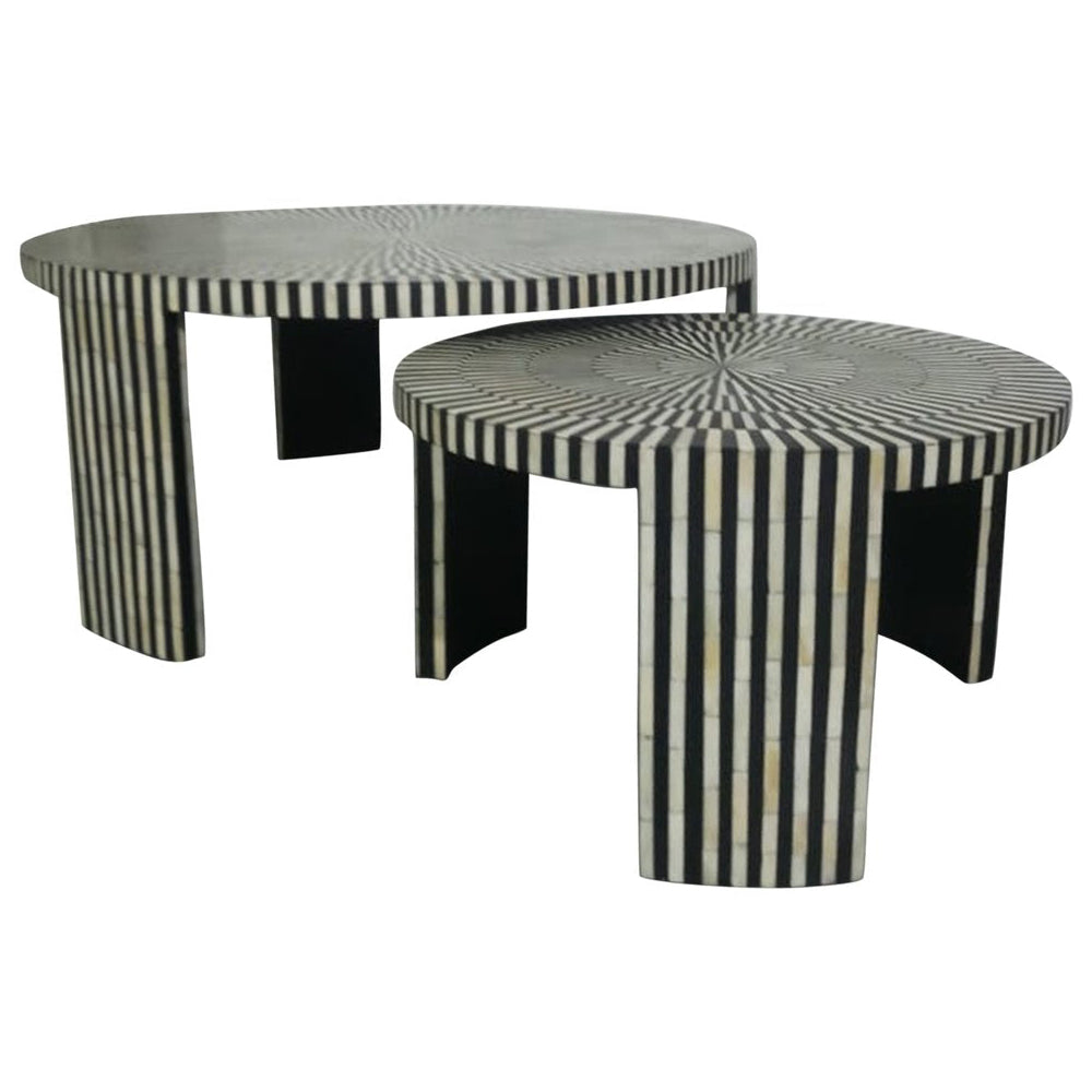 Ivory Mosaic Black Coffee Table S/2