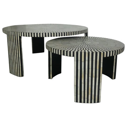 Ivory Mosaic Black Coffee Table S/2