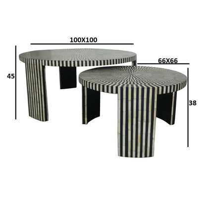 Ivory Mosaic Black Coffee Table S/2