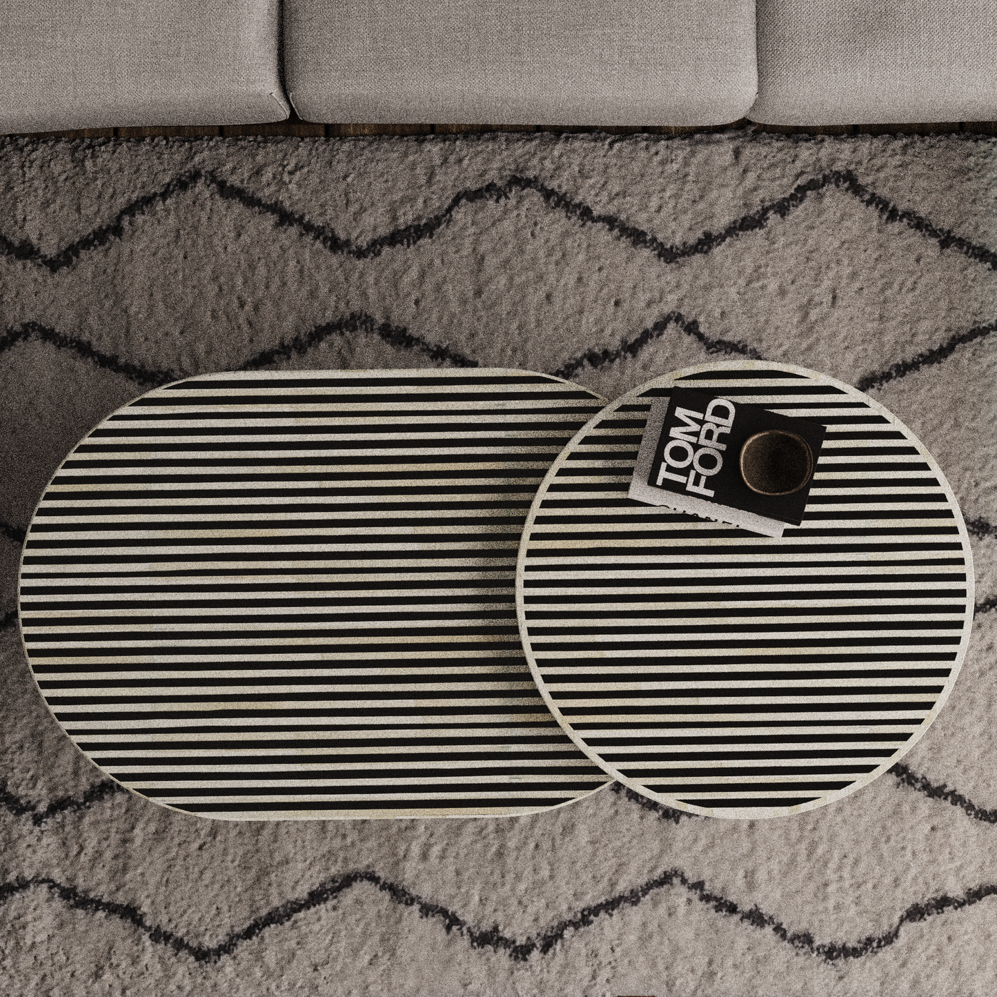 Chevron Charm Black Coffee Table set of 2