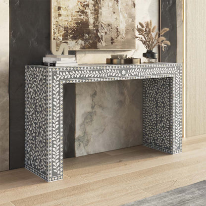 Luxe Bone Pattern Grey Console Table