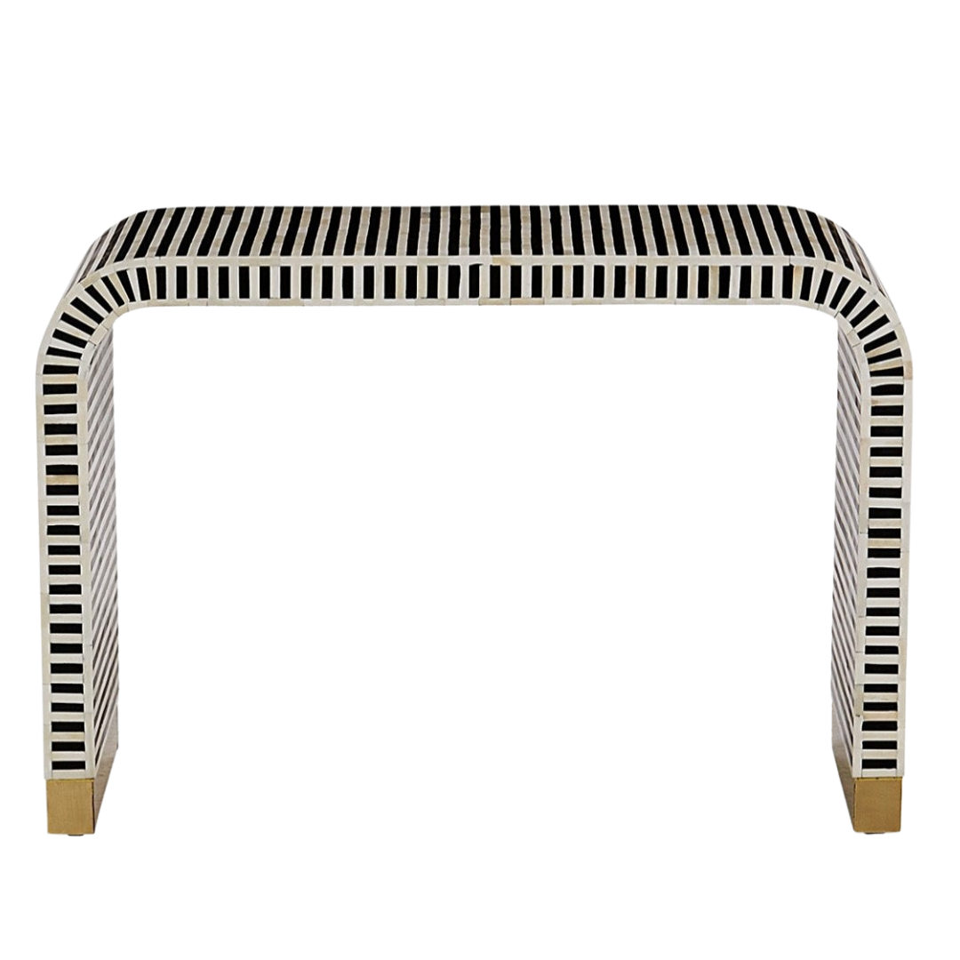 Artisanal Chevron Black & White Console Table