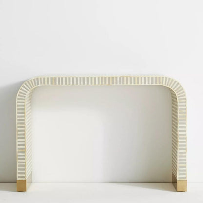 Artisanal Chevron Light Grey Console Table