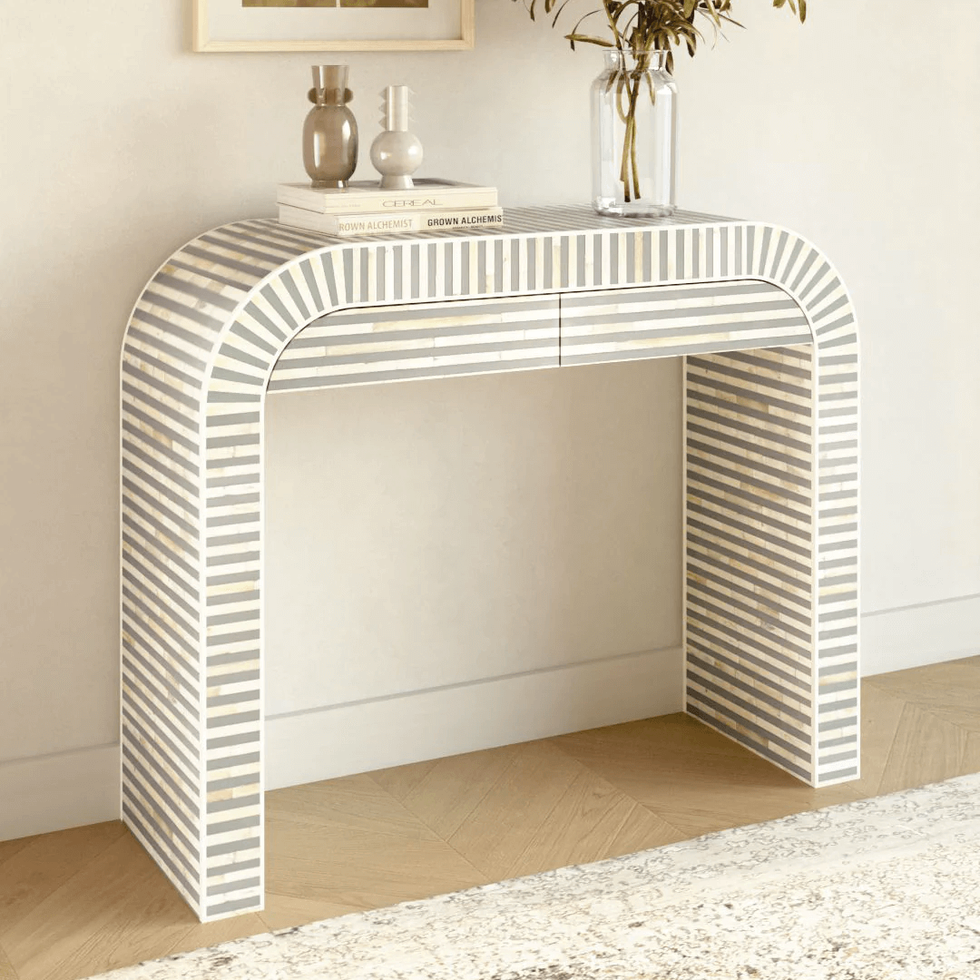 Artisanal Chevron Dark Grey Console Table