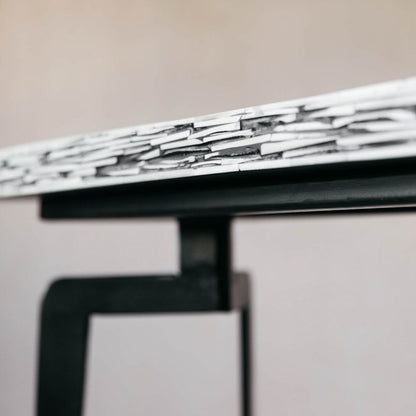 Geometric Inlay Accent Black & White Console Table