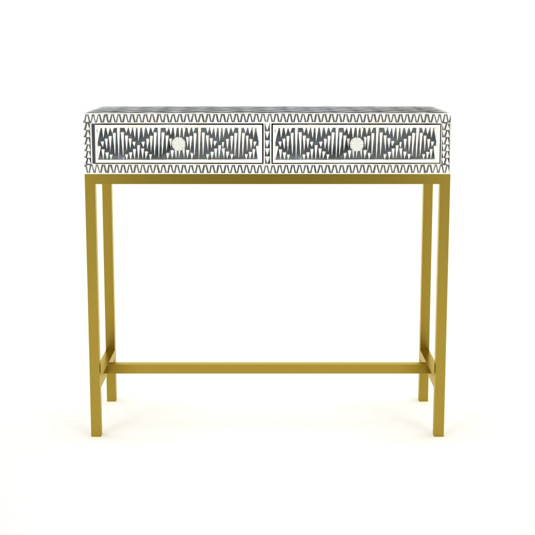 Geometric Inlay Accent Grey Console Table