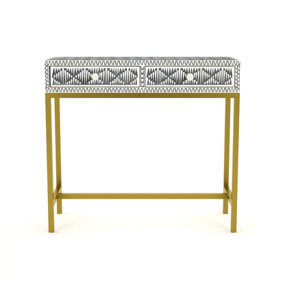 Geometric Inlay Accent Grey Console Table