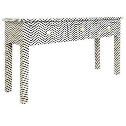 Pearl-Accent Bone Black Console Table