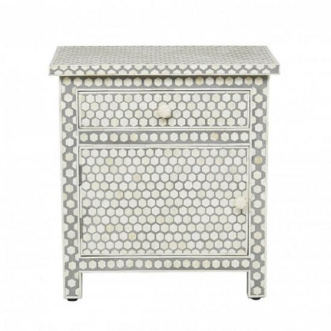 Moonlit Petal Grey Accent Table