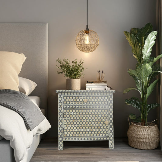 Moonlit Petal Grey Accent Table