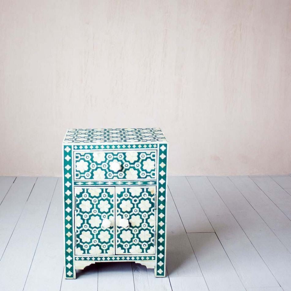 Moonlit Petal Green Accent Table