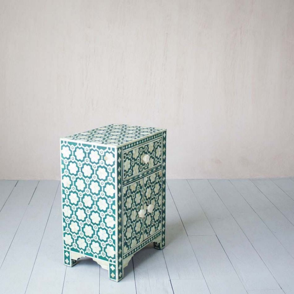 Moonlit Petal Green Accent Table