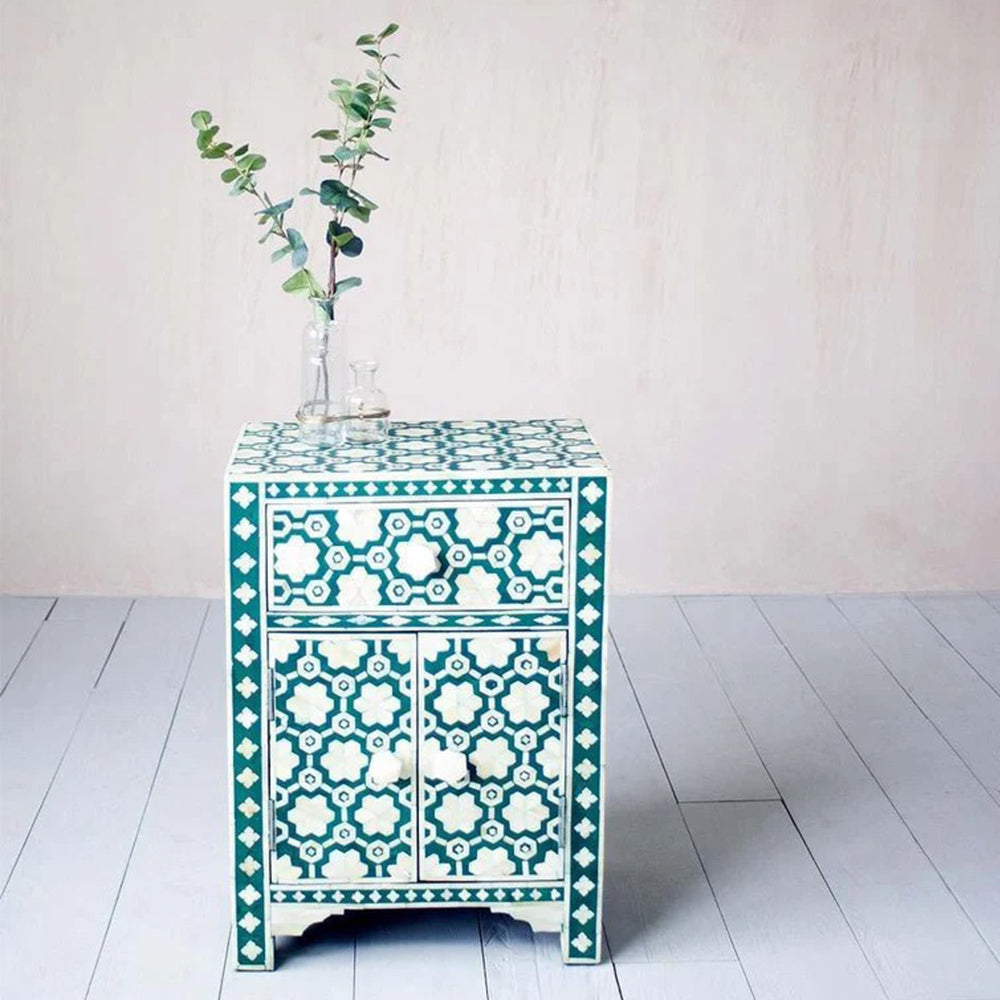 Moonlit Petal Green Accent Table