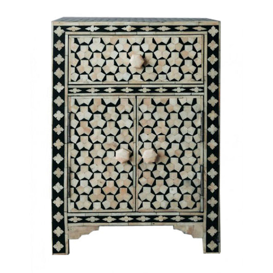 Moonlit Petal Black & White Accent Table