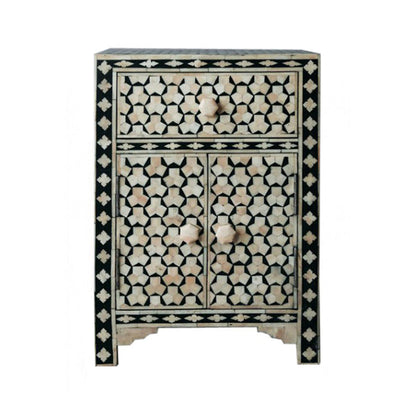 Moonlit Petal Black & White Accent Table