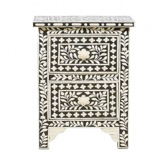 Starry Elegance Bone Inlay Black Side Table