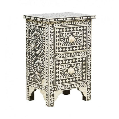 Starry Elegance Bone Inlay Black Side Table