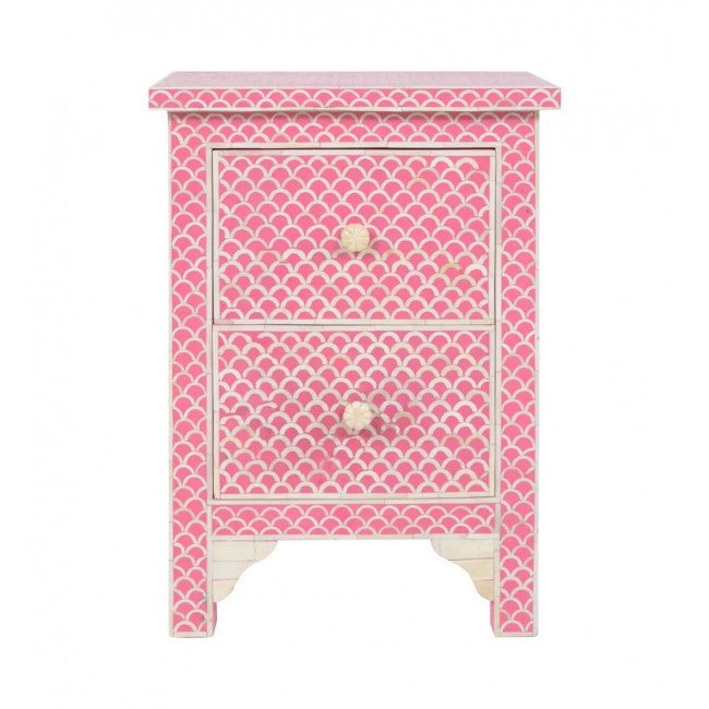 Starry Elegance Bone Inlay Pink Side Table