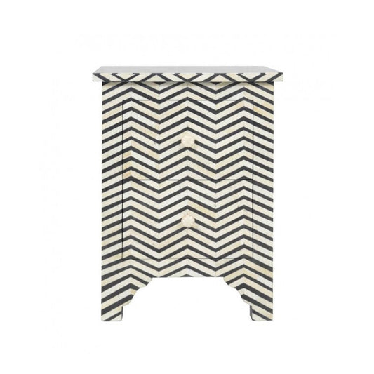 Starry Elegance Bone Inlay Black & White Side Table