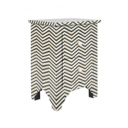 Starry Elegance Bone Inlay Black & White Side Table