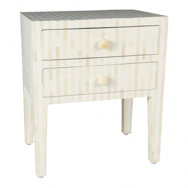 Starry Elegance Bone Inlay White Side Table