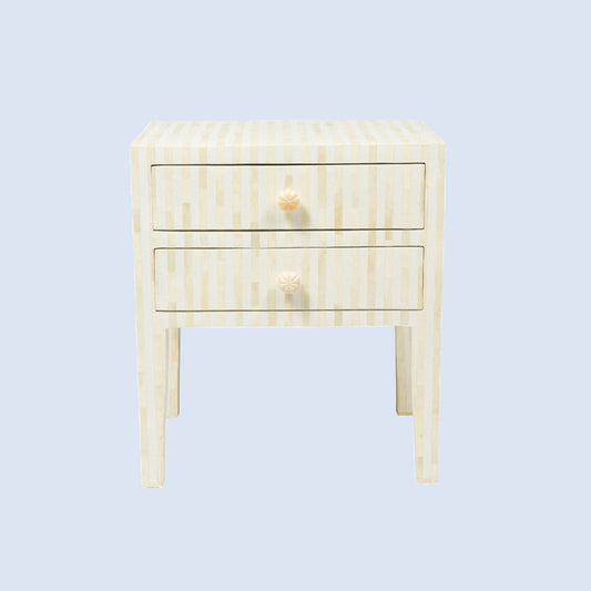 Starry Elegance Bone Inlay White Side Table
