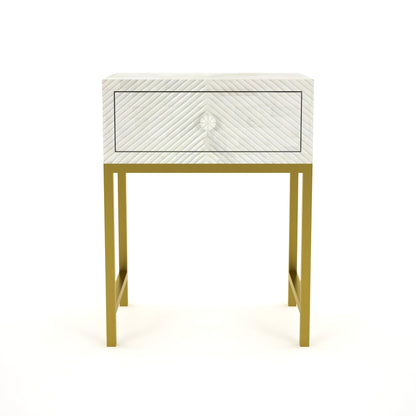 Classic Ivory Bone White Bedside Table