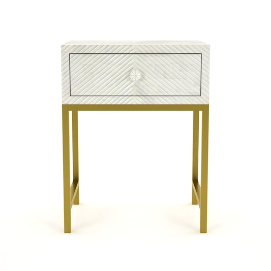 Classic Ivory Bone White Bedside Table